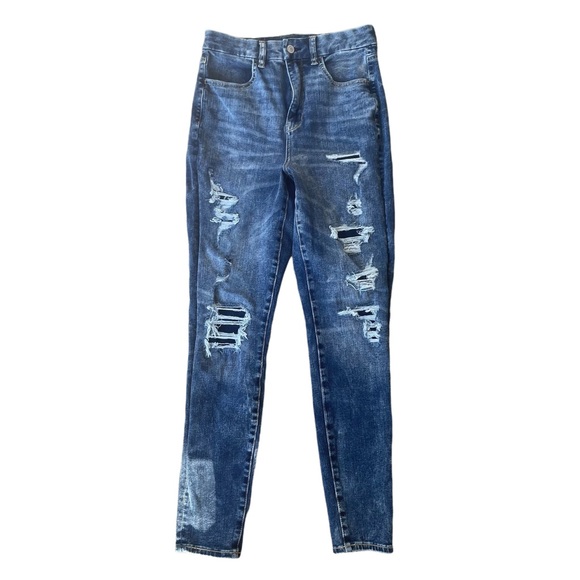 American Eagle AE Next Level Distressed Patched Curvy Super High Rise Jegging - Picture 5 of 8